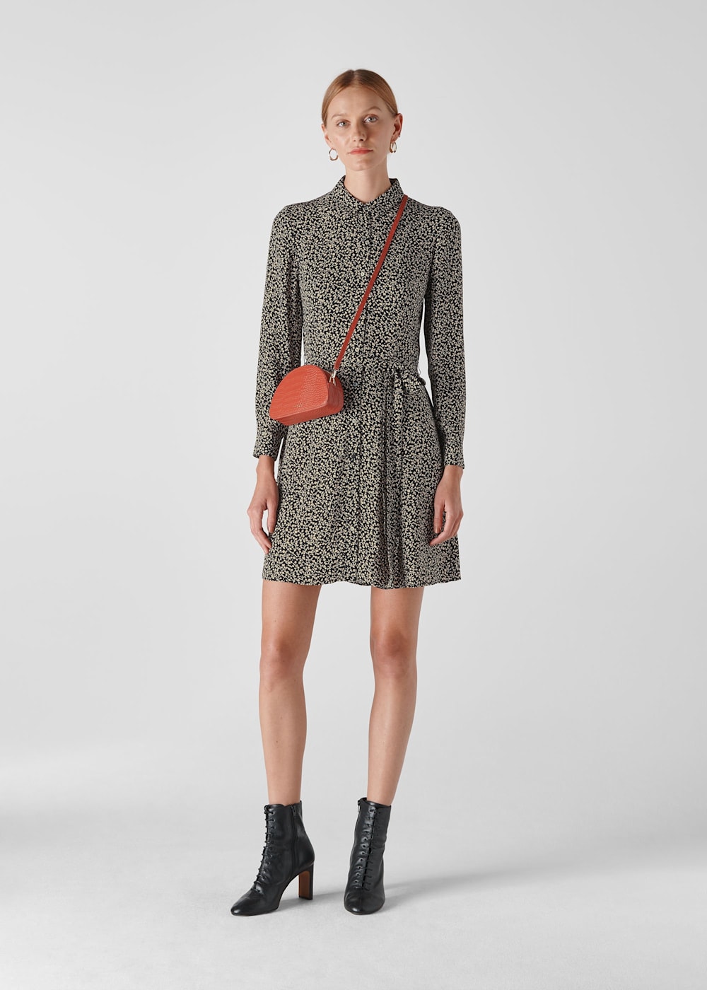 Black floral shirt dress store