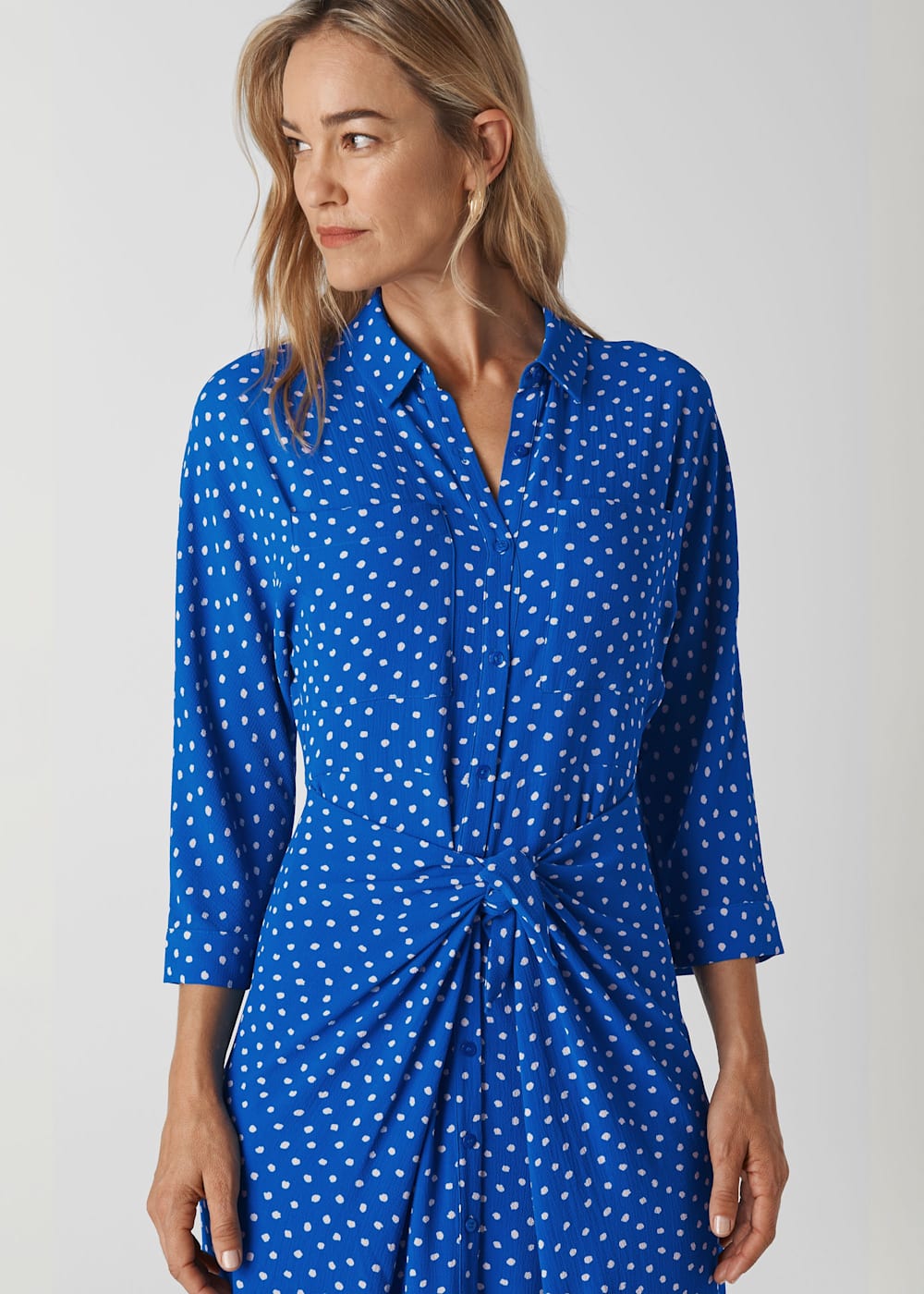 Blue Multi Abstract Spot Selma Tie Dress WHISTLES Whistles UK