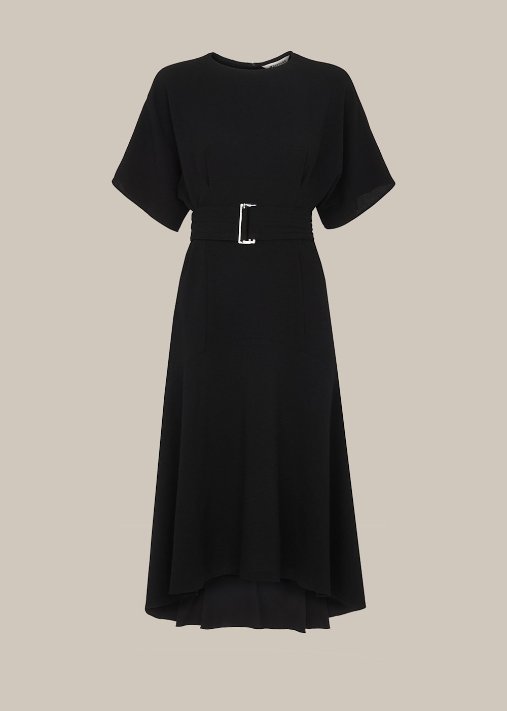 Textured Belted Midi Dress