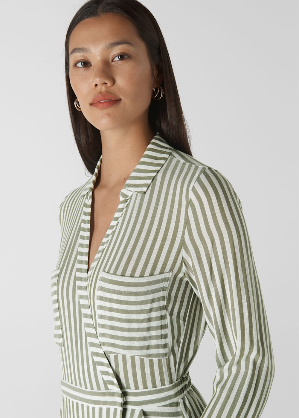 Whistles stripe wrap shirt dress best sale