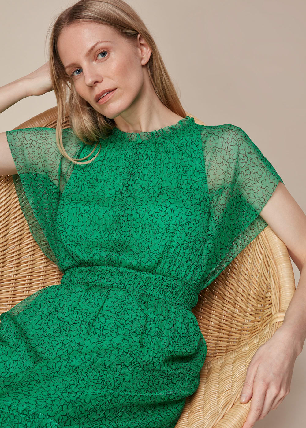 Whistles green ditsy dress online