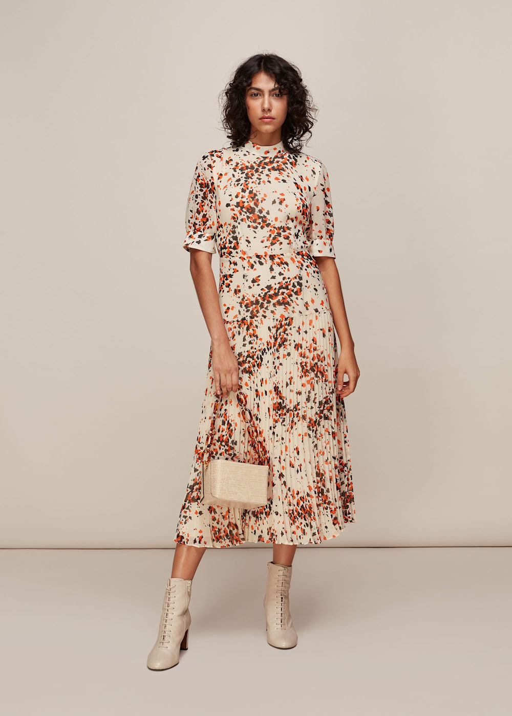Whistles mini leopard pleated dress hot sale