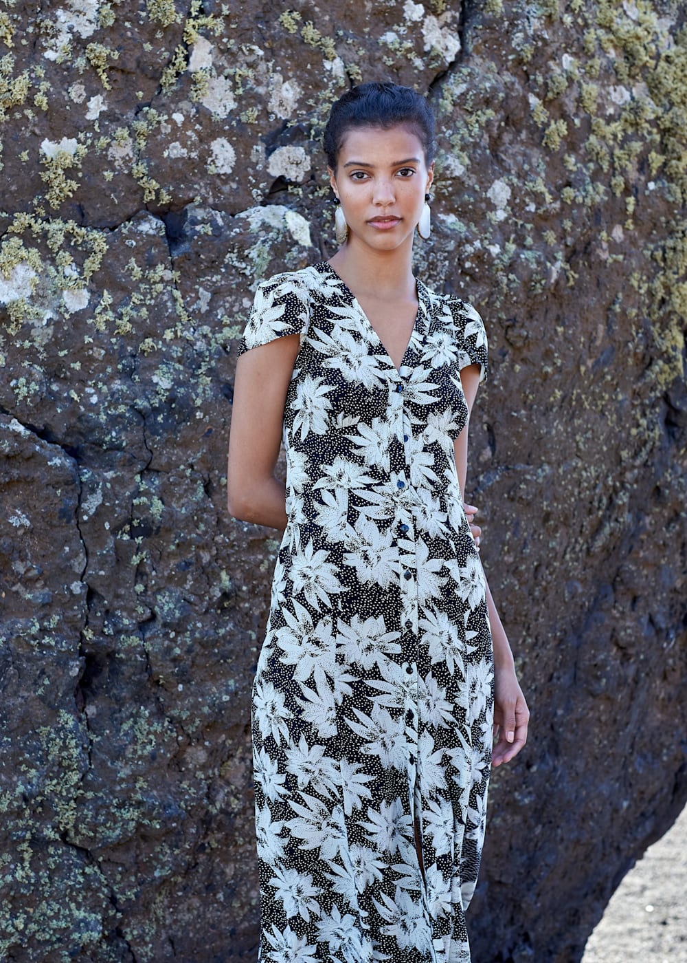 Black Multi Starburst Floral Print Dress WHISTLES Whistles UK