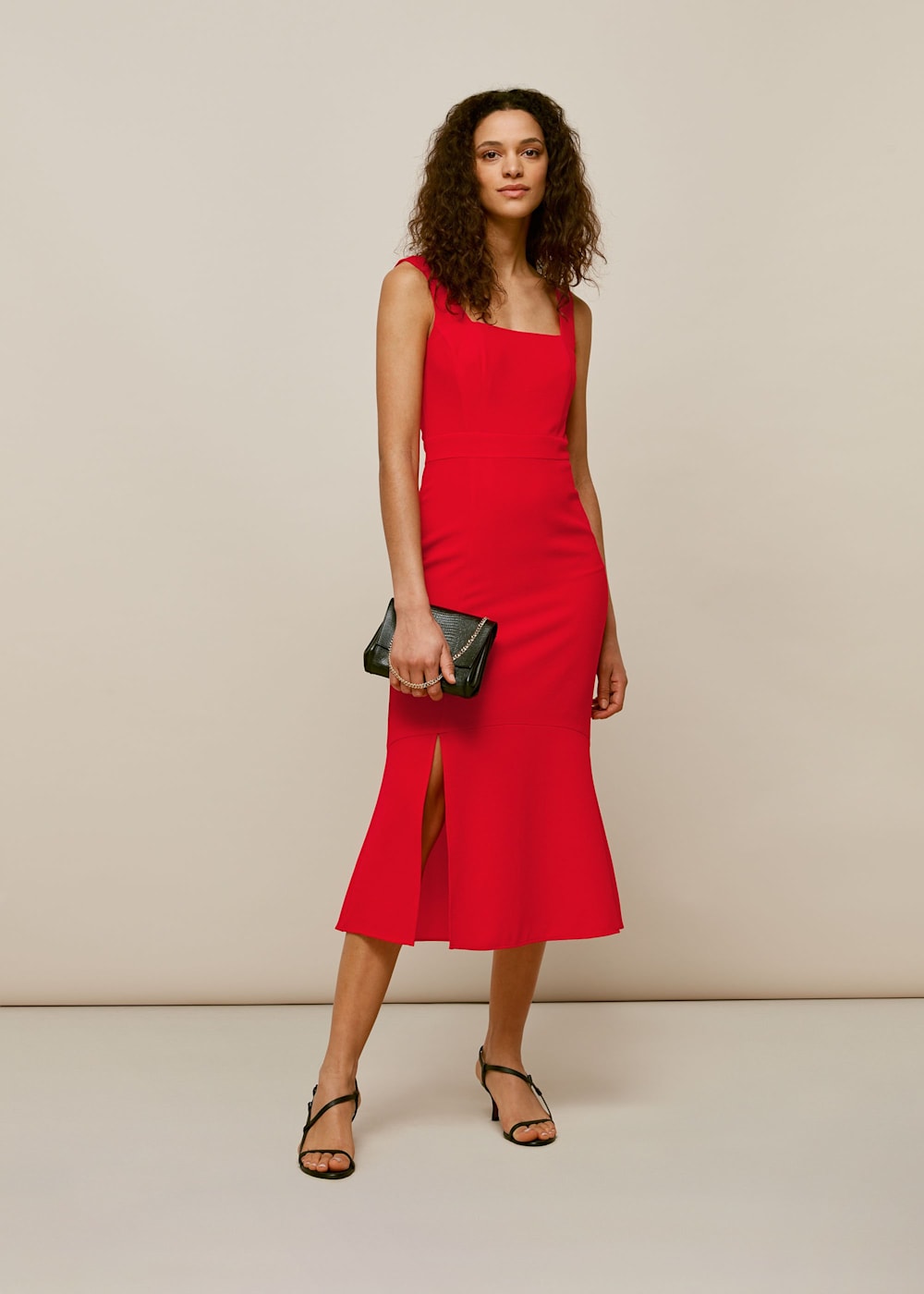 Check square neck dress cheap