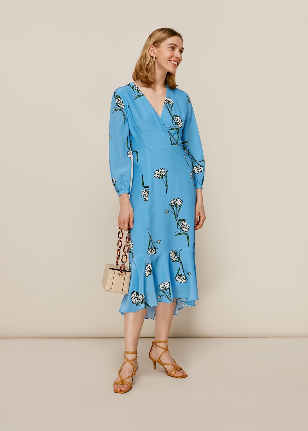 Whistles art floral wrap dress 2025