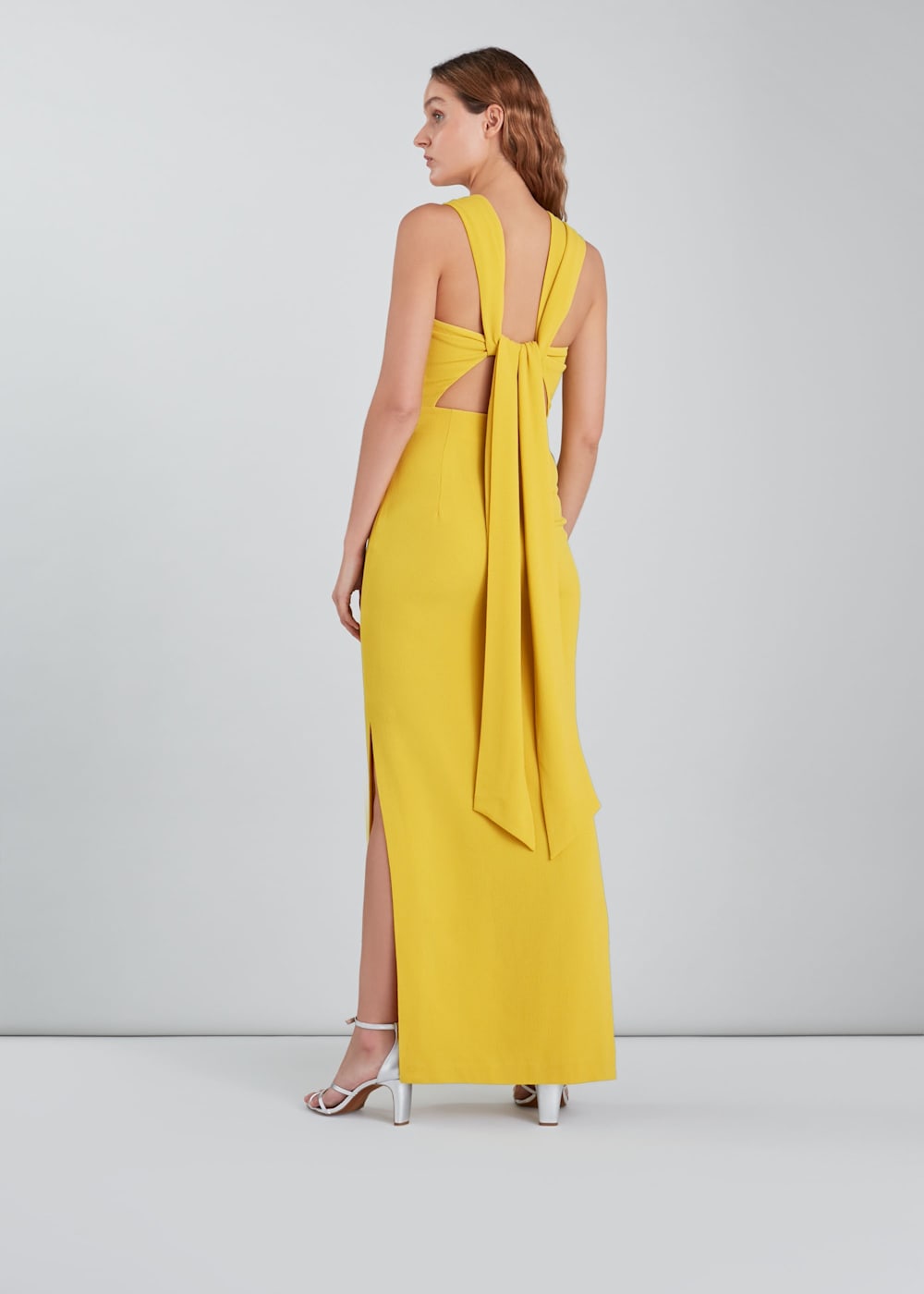 Yellow tie back dress best sale