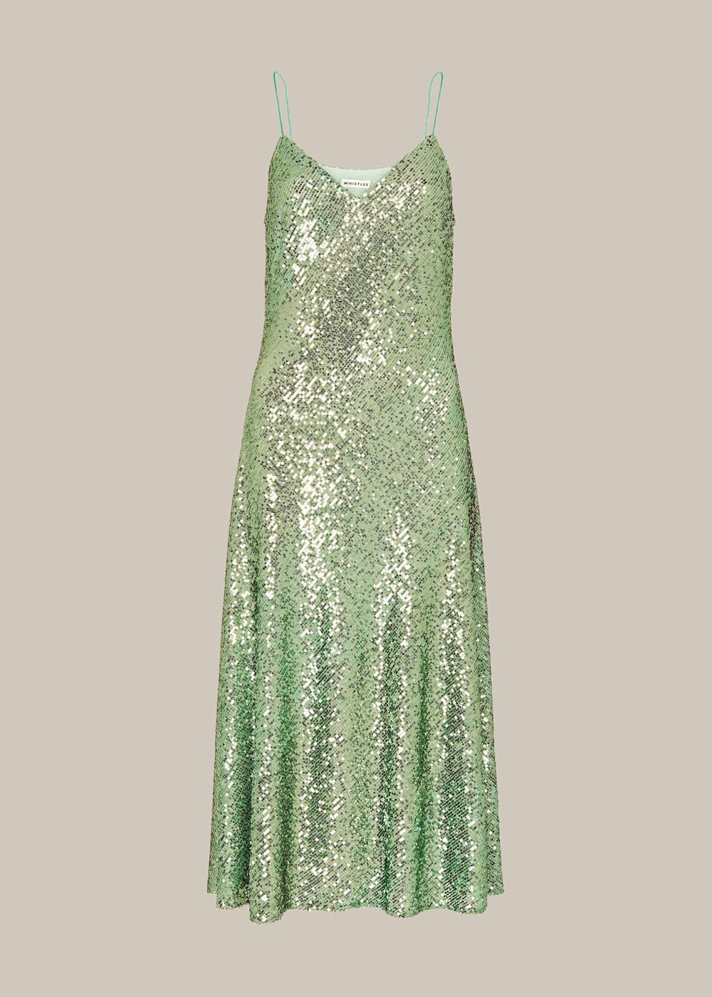 Green Dagma Sequin Slip Dress WHISTLES Whistles UK