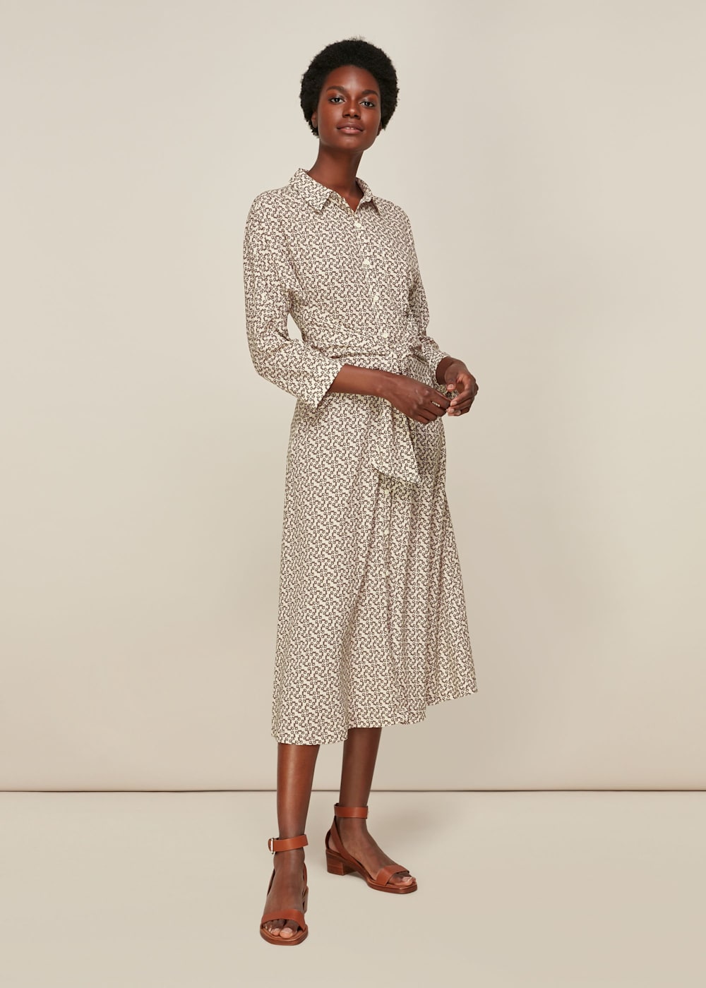 Cream Multi Snaffle Shirt Tie Front Dress WHISTLES Whistles UK