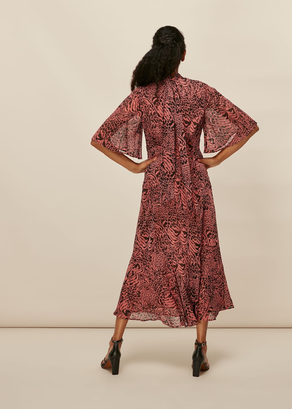 Pink Multi Desert Zebra Print Midi Dress WHISTLES Whistles UK
