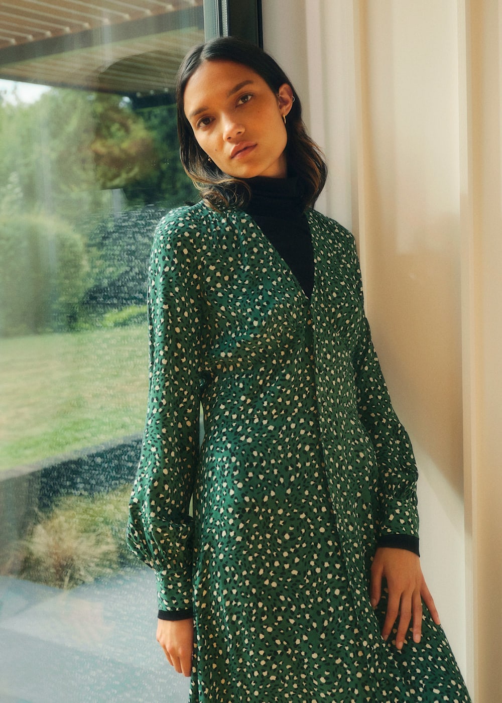 Whistles green leopard print dress store