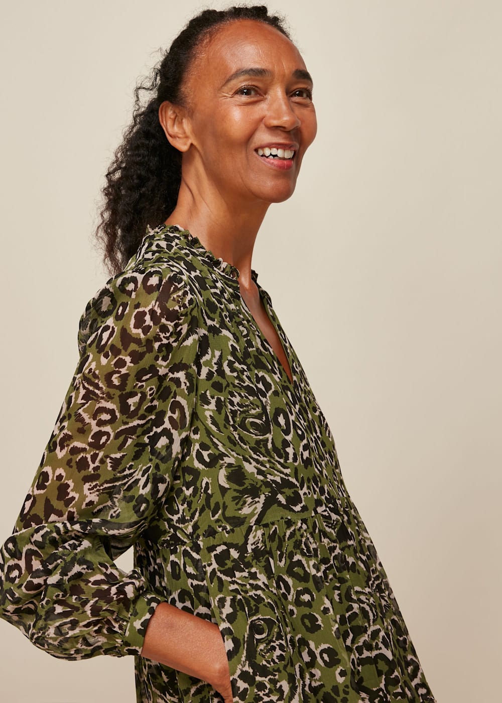 Khaki Jungle Cat Trapeze Dress WHISTLES Whistles UK