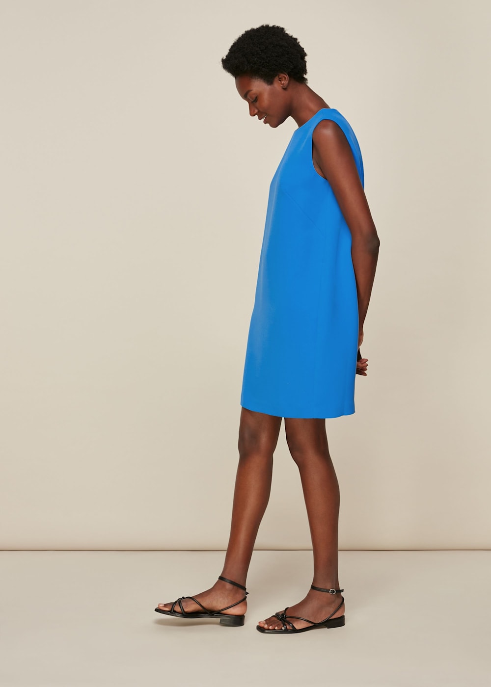 Blue Cocoon Crepe Dress WHISTLES Whistles UK