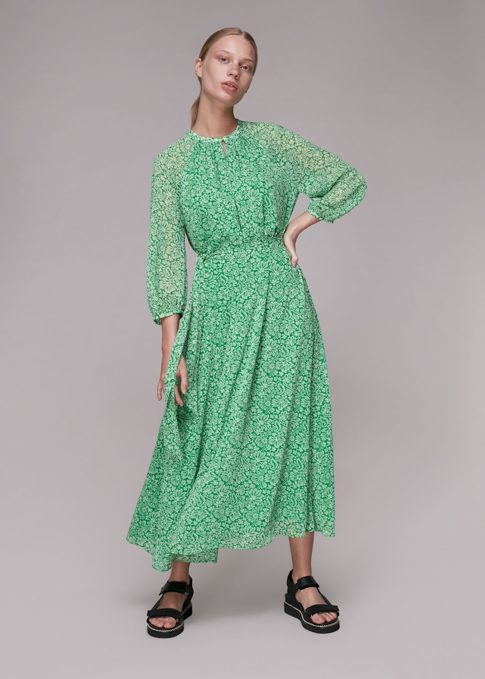 Whistles green floral dress deals