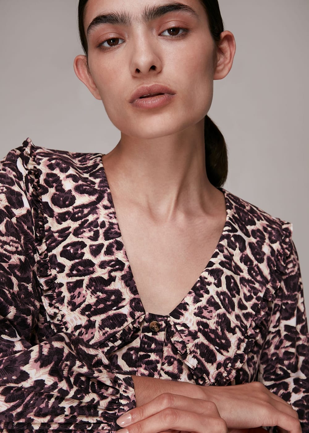 Leopard Print Clouded Leopard Collar Dress WHISTLES Whistles UK