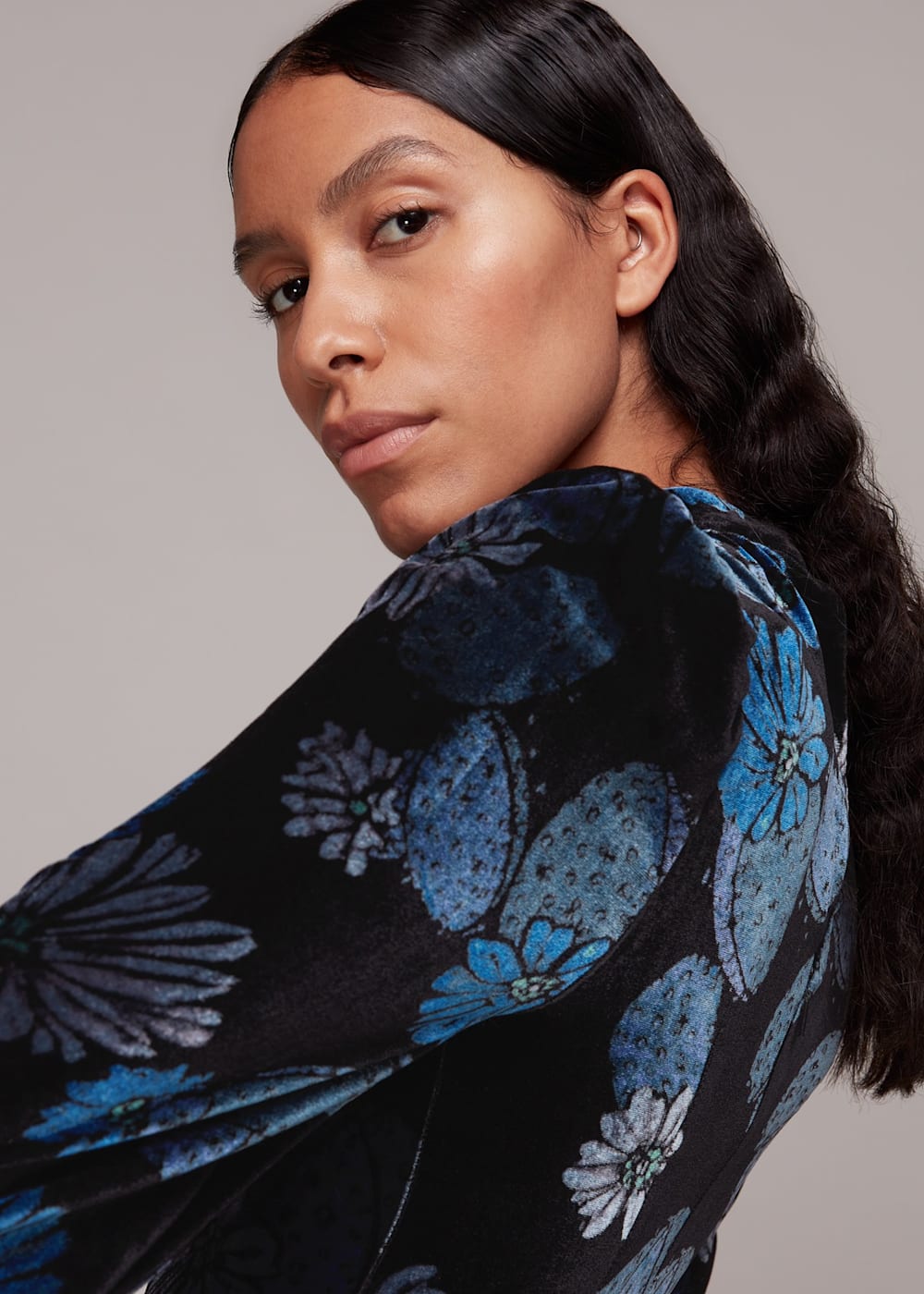 Whistles blue velvet dress cheap