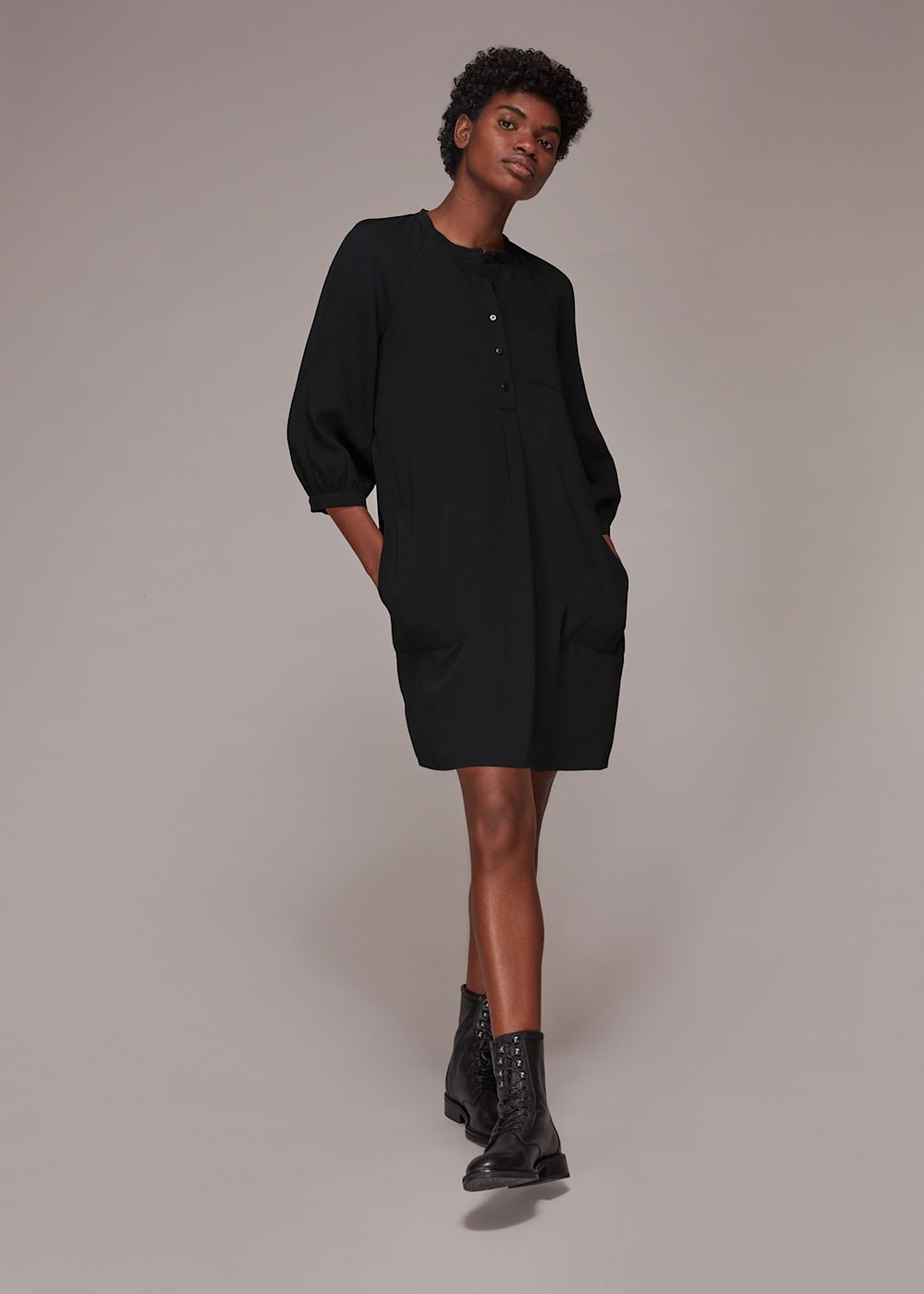 Whistles scalloped collar crepe dress 2025