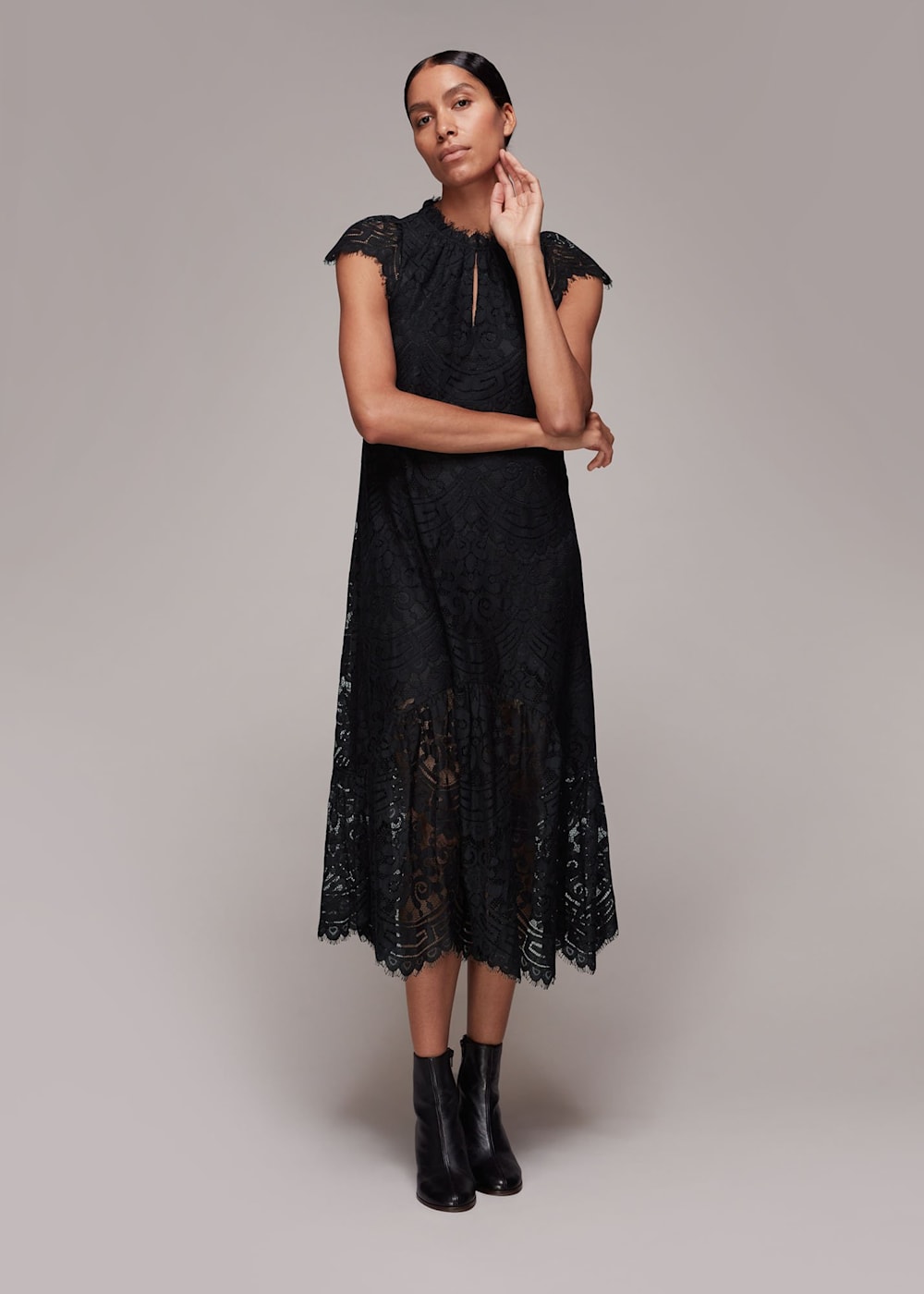 Whistles black lace dress 2025