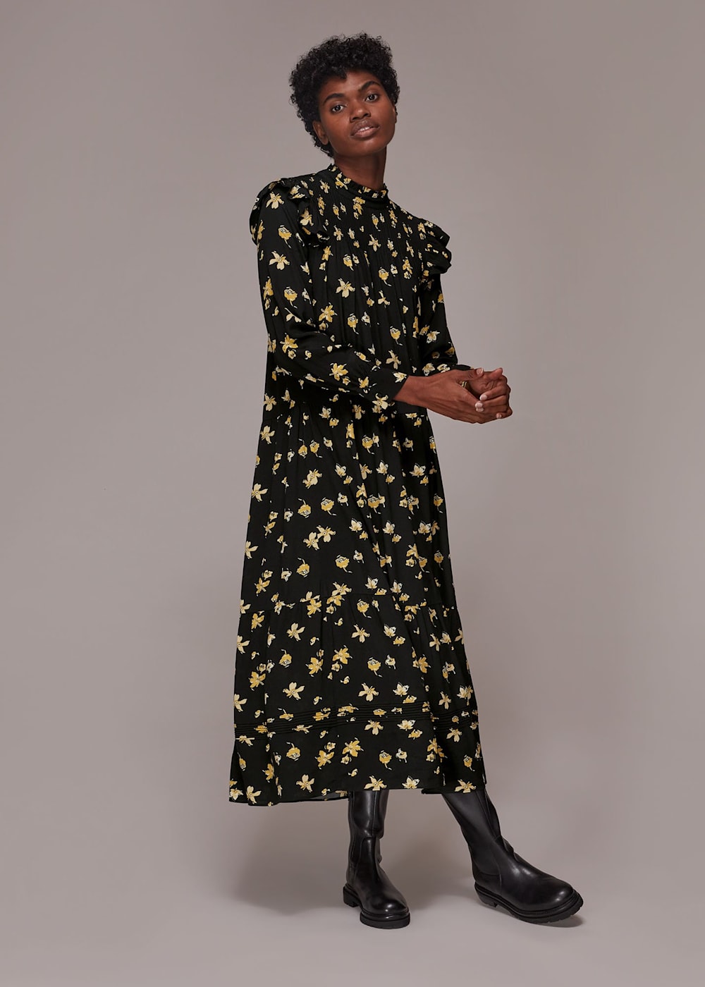 Whistles black and gold dress hot sale