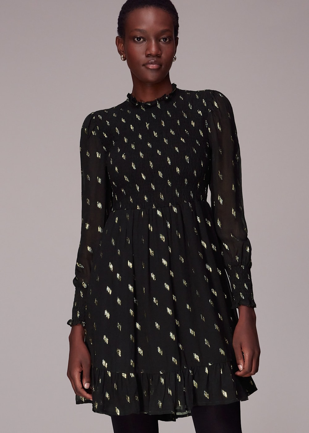 Whistles black and gold dress clearance