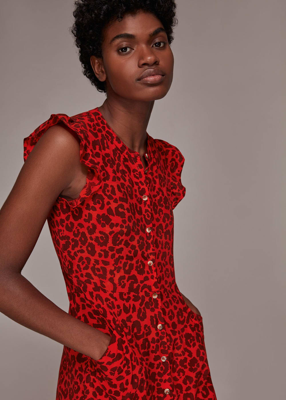 Red leopard midi dress outlet