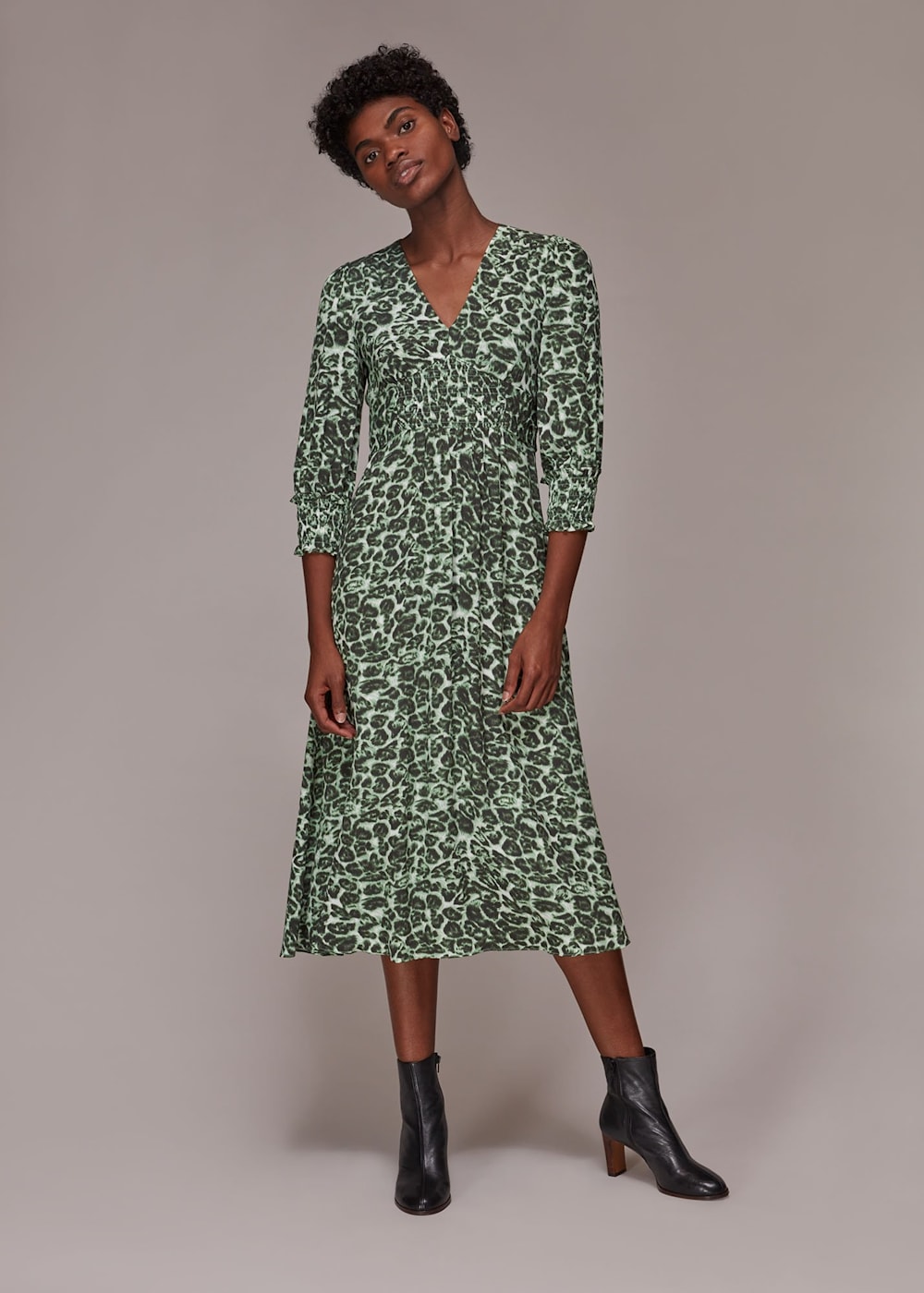 Green leopard print dress whistles sales