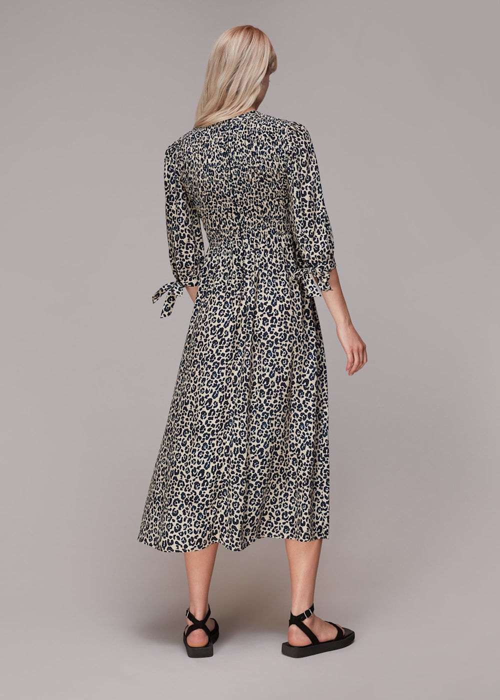 Leopard Print Cheetah Print Shirred Dress WHISTLES Whistles UK