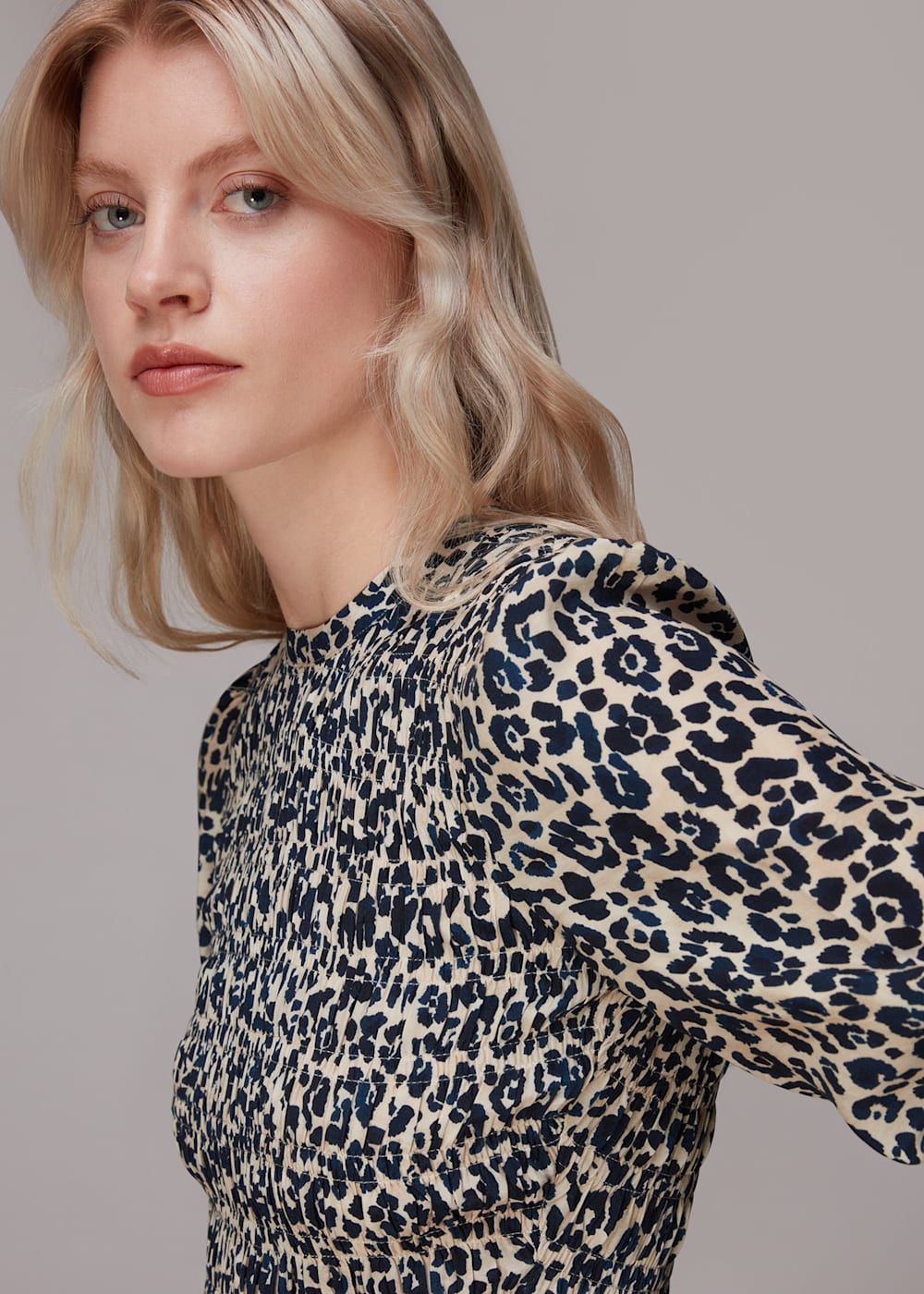 Leopard Print Cheetah Print Shirred Dress WHISTLES Whistles UK