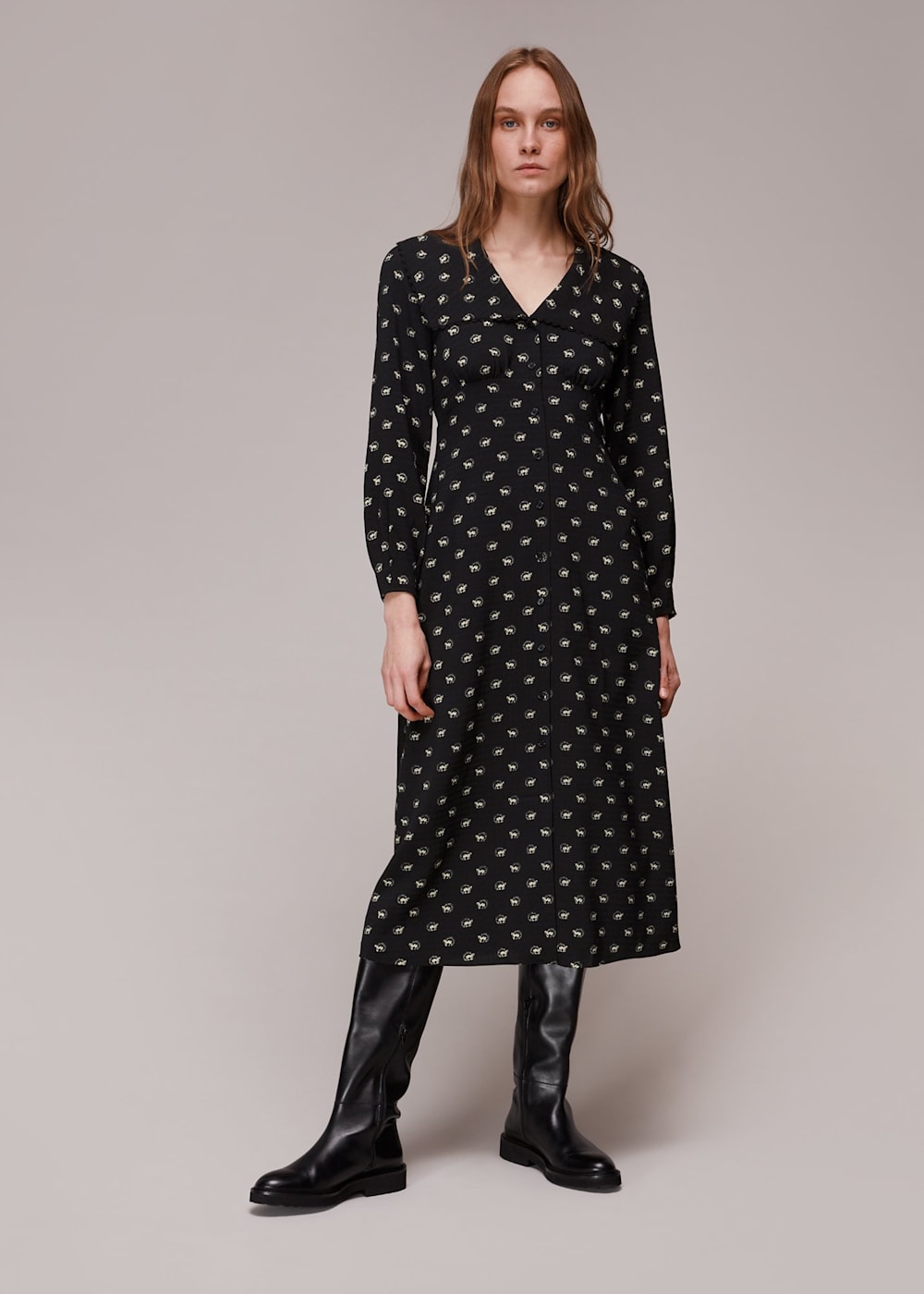 Black Multi Izzy Horseshoe Collar Dress WHISTLES Whistles US