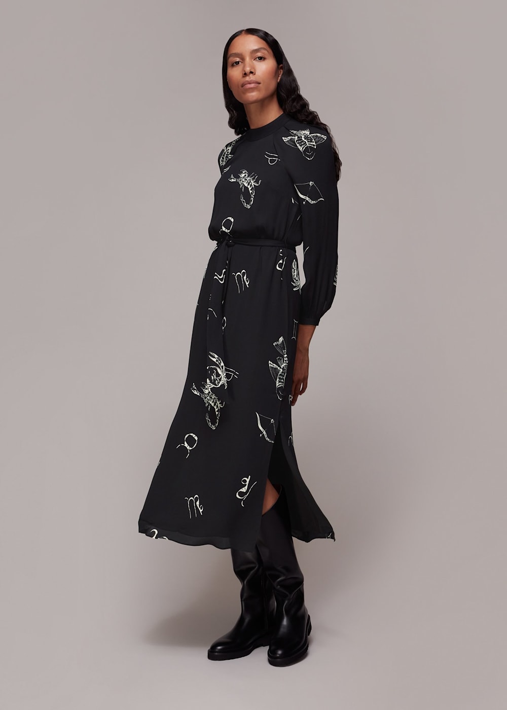 Black Multi Kati Horoscope Print Dress WHISTLES Whistles UK