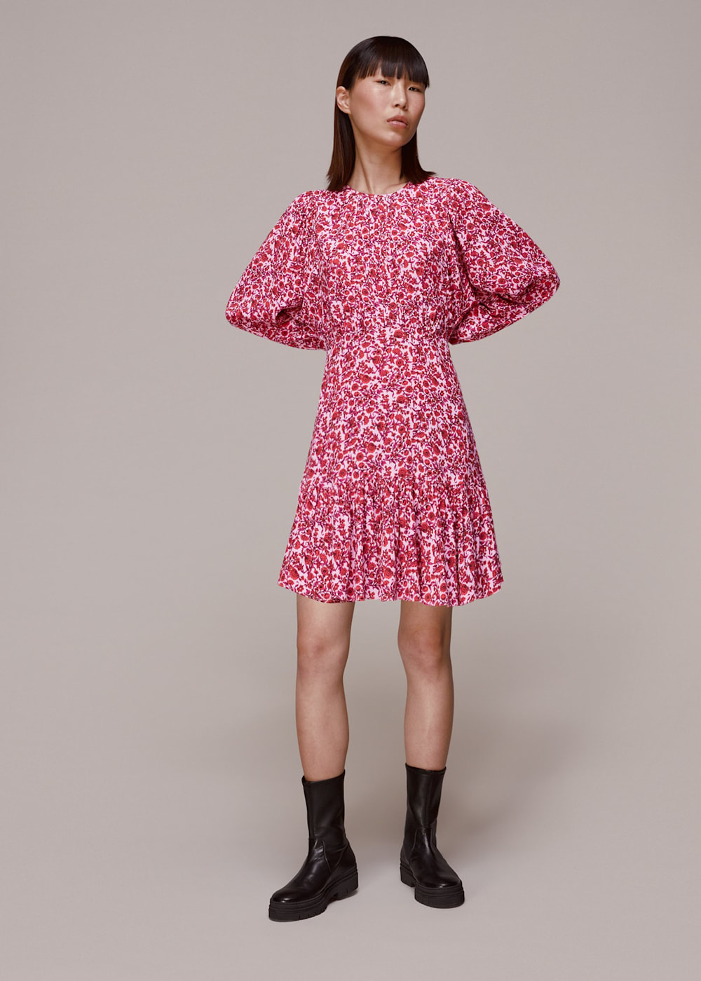 Pink Multi Samantha Heath Floral Dress WHISTLES Whistles UK
