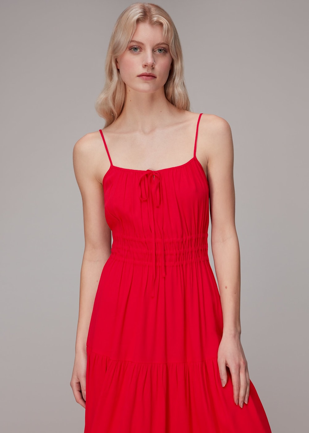 Red Gracie Crepe Smocked Dress WHISTLES Whistles US