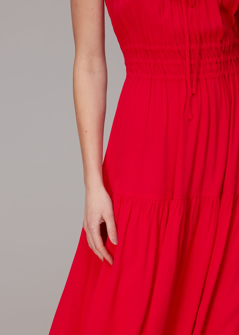 Red Gracie Crepe Smocked Dress WHISTLES Whistles US