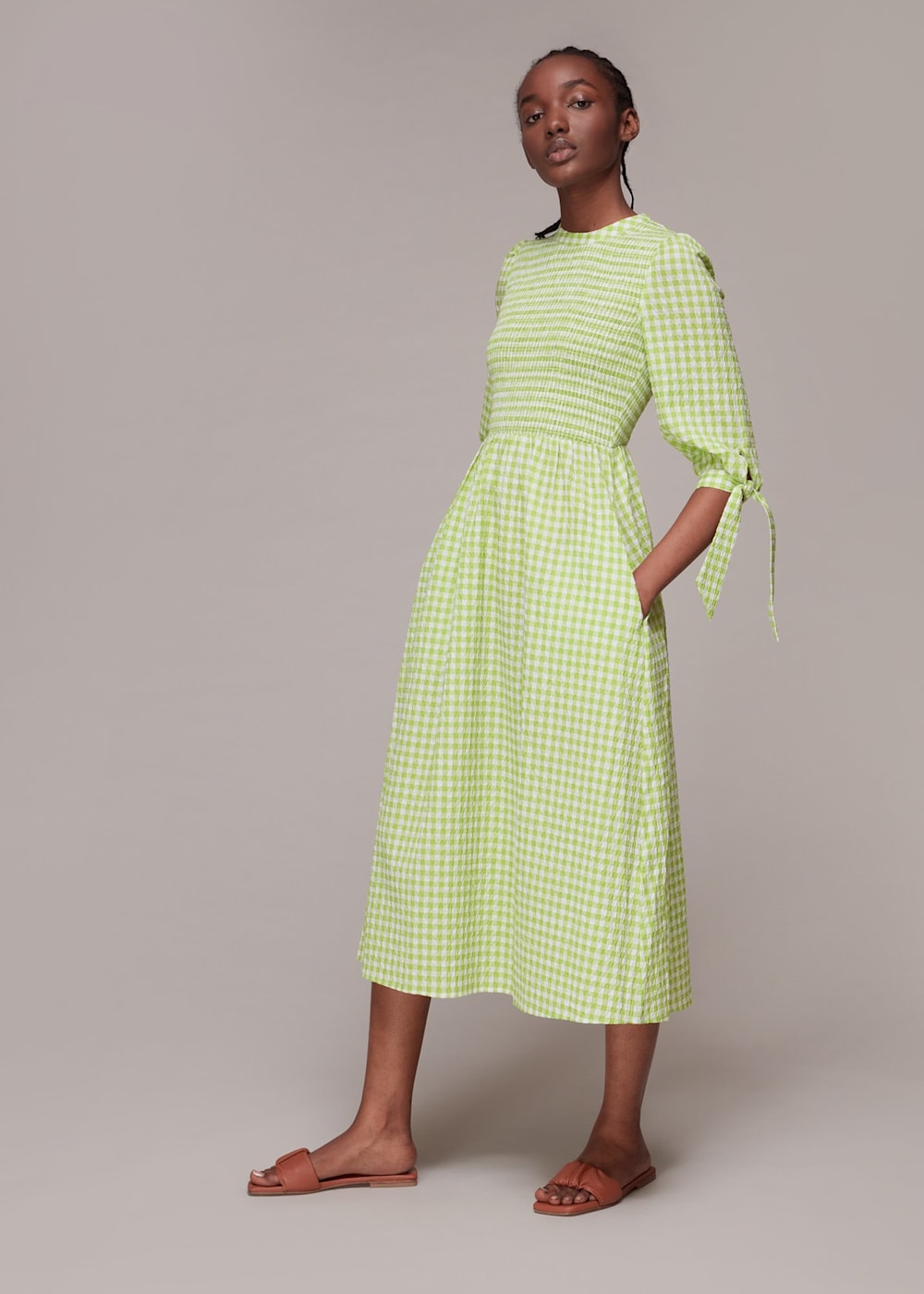 Checked frock on sale