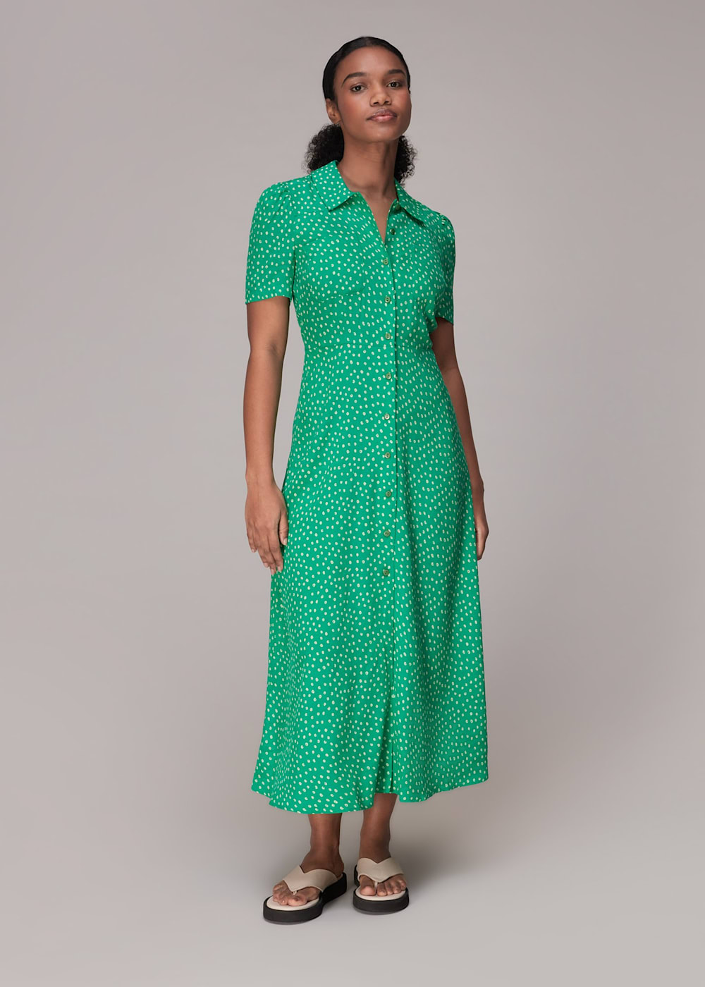 Green spot shirt dress cheap