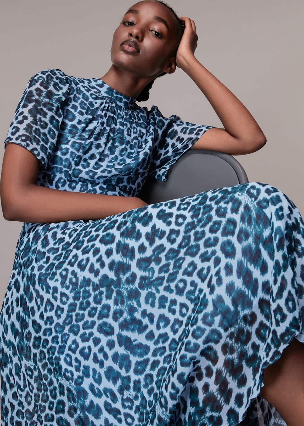 Pleated leopard print dress cheap
