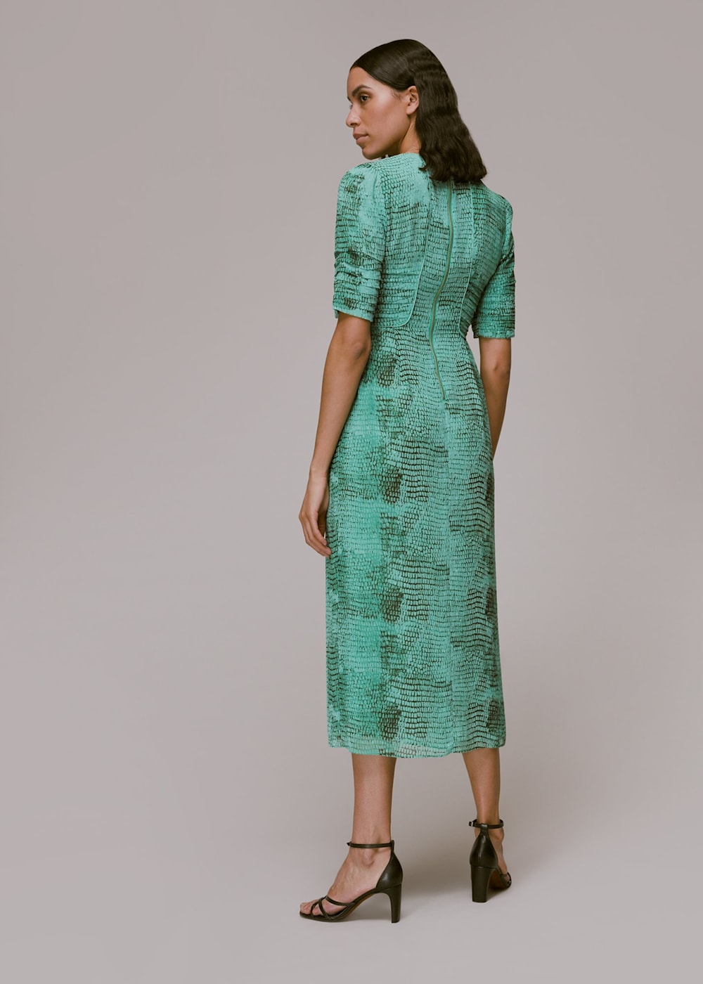 Green Multi Snake Animal Dobby Dress WHISTLES Whistles UK