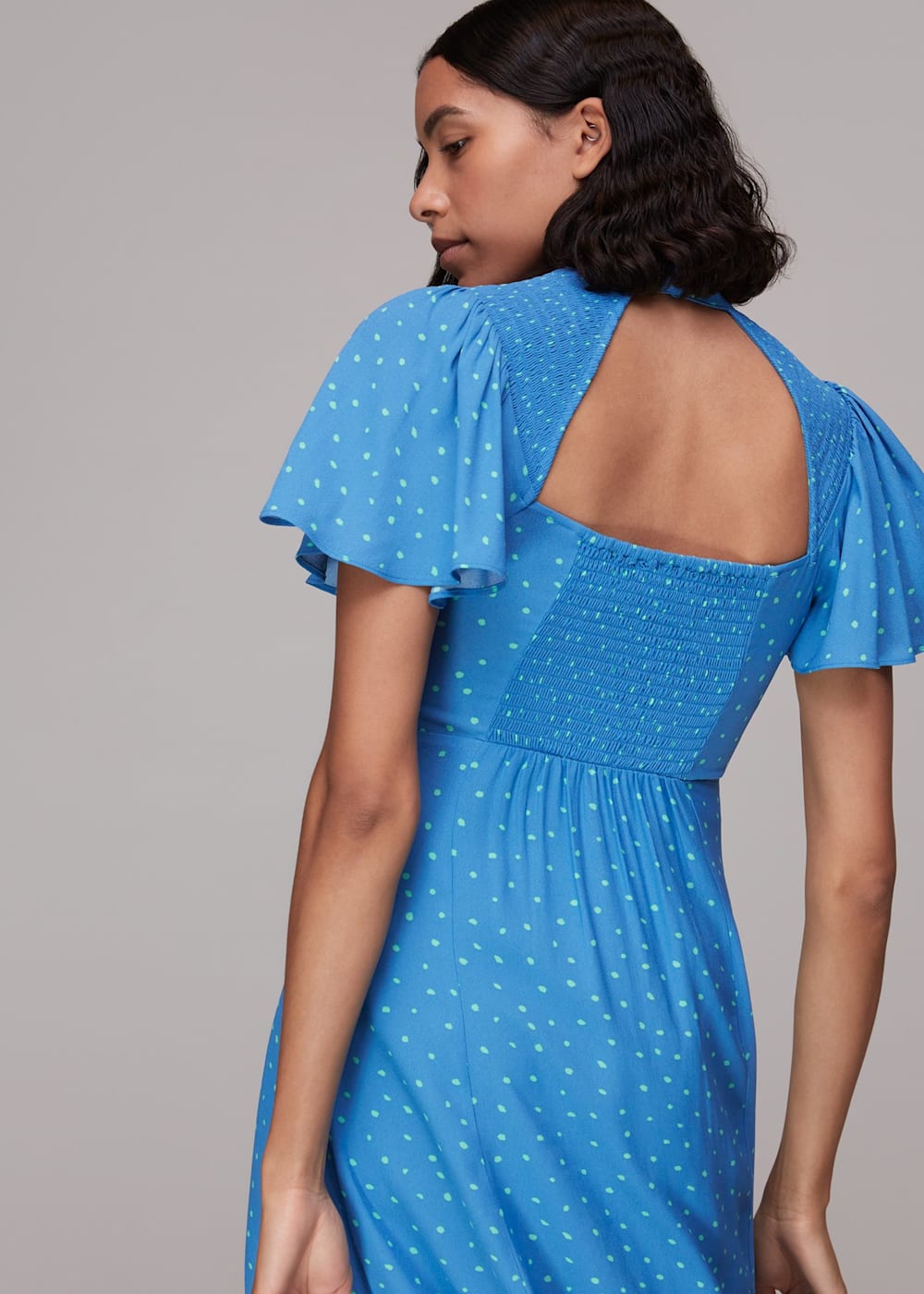Blue spot midi dress online