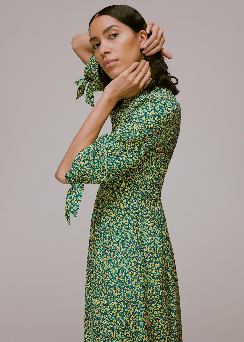 Whistles green ditsy dress sale