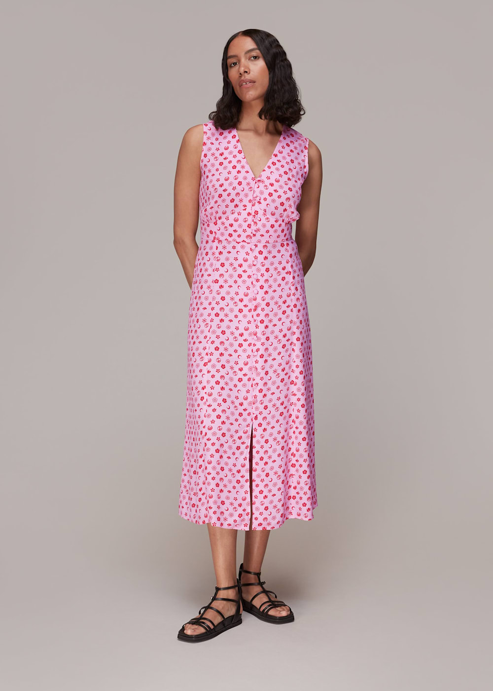Floral park clip dot midi dress deals