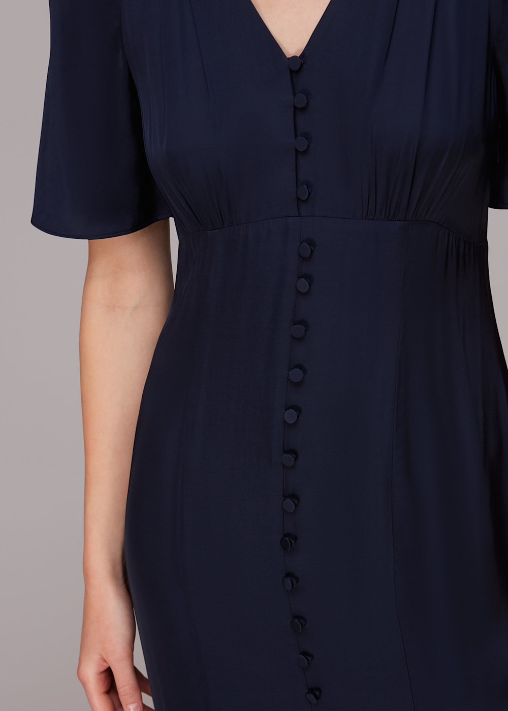 Navy Simone Satin Maxi Dress WHISTLES Whistles UK