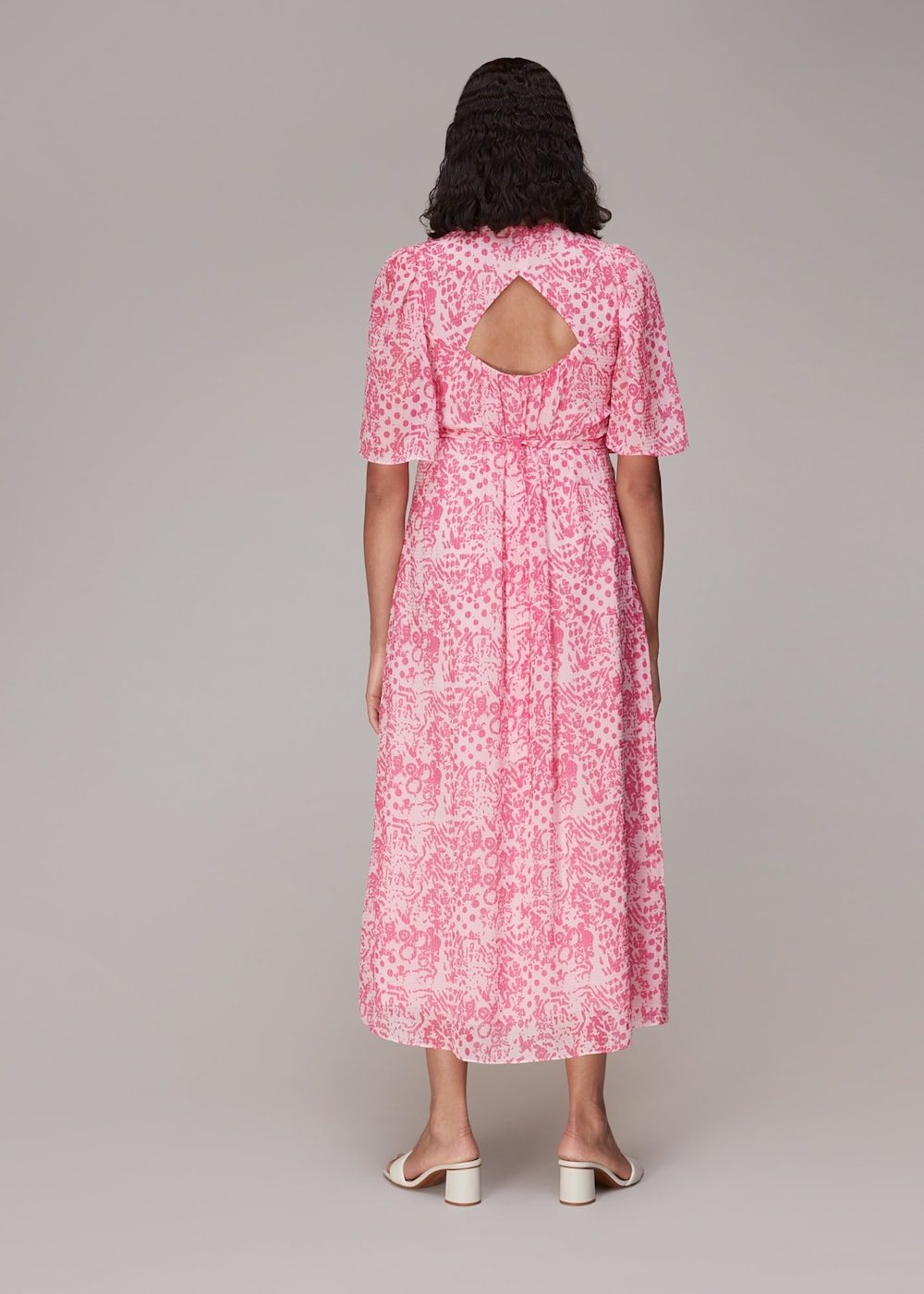 Pink Multi Abstract Batik Midi Dress WHISTLES Whistles UK