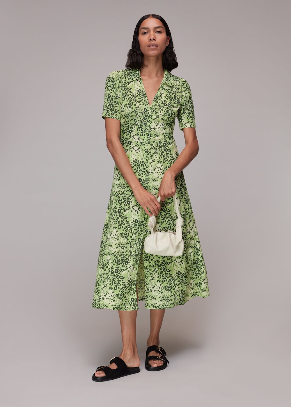 Green Multi Rowan Hyena Spot Midi Dress WHISTLES Whistles UK