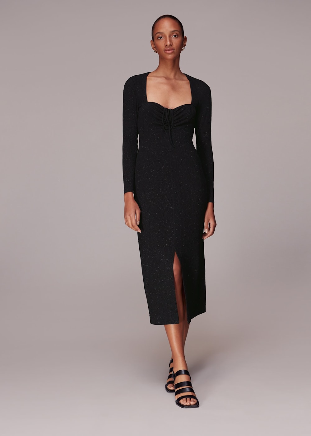 Sparkly black midi dress hot sale