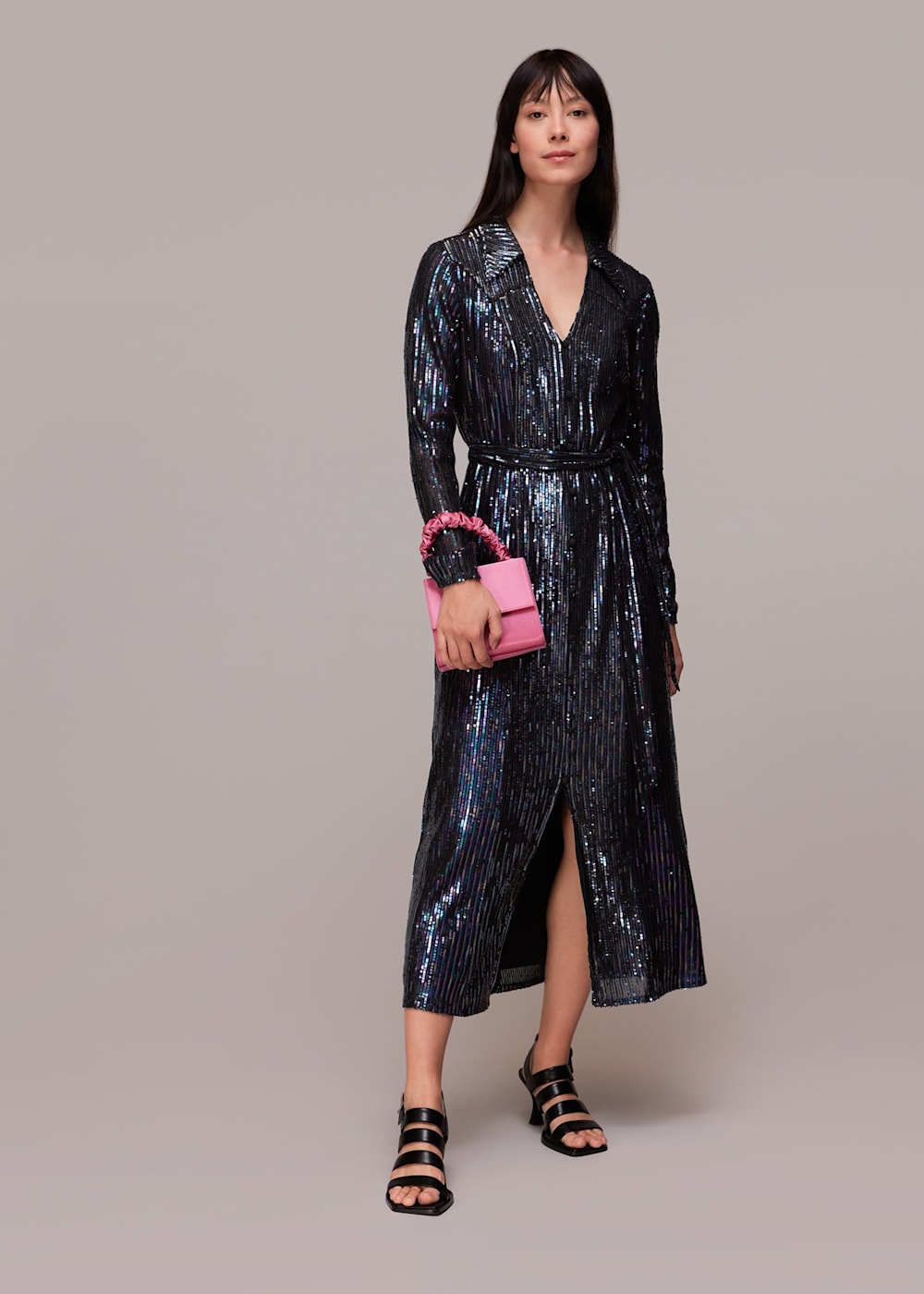 Whistles black sequin skirt 2025