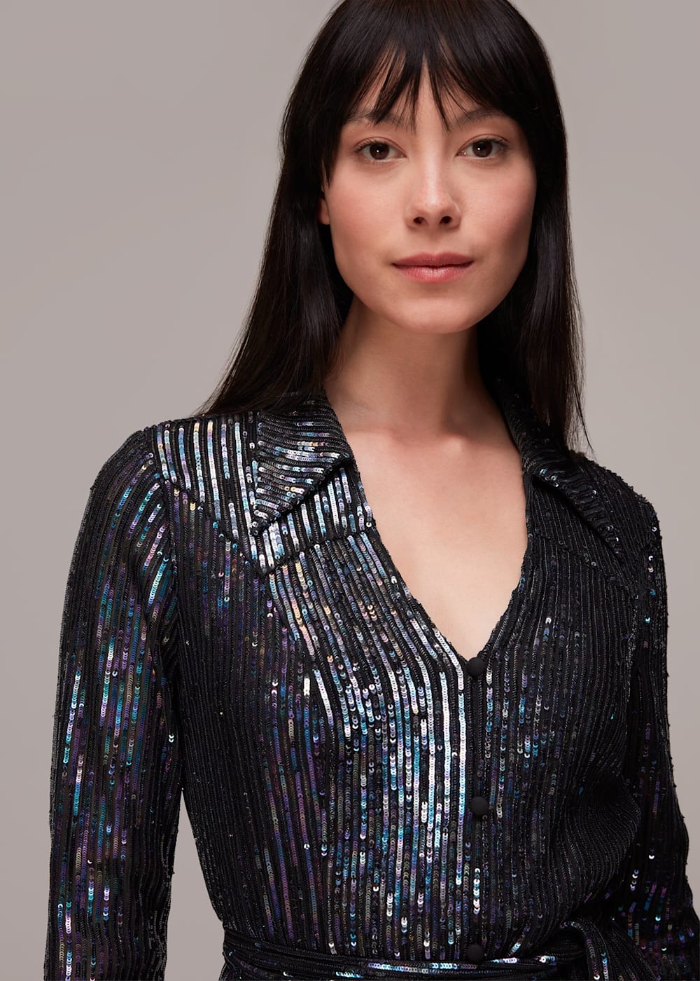 Black and silver striped sequin dress hot sale