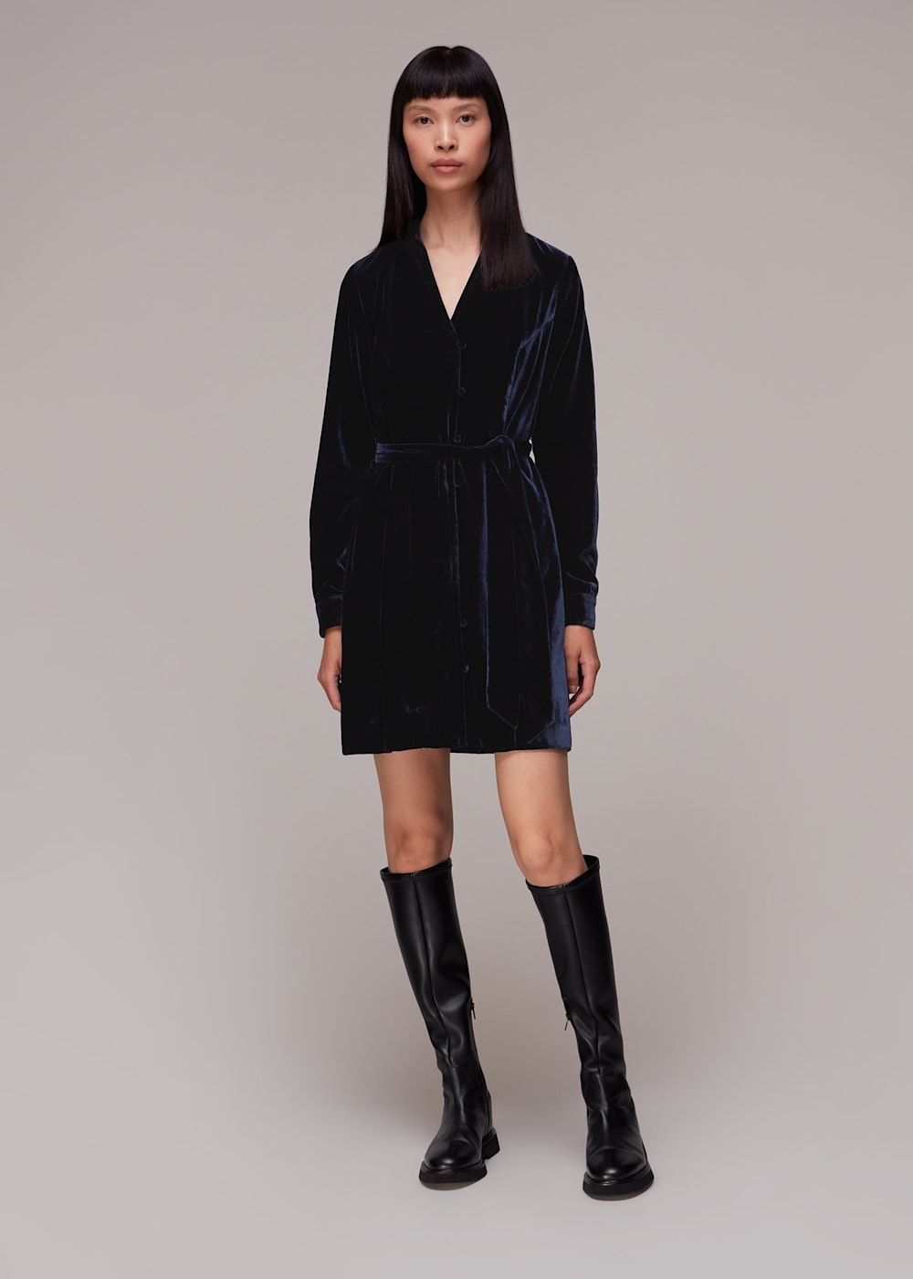 Navy wrap mini dress on sale