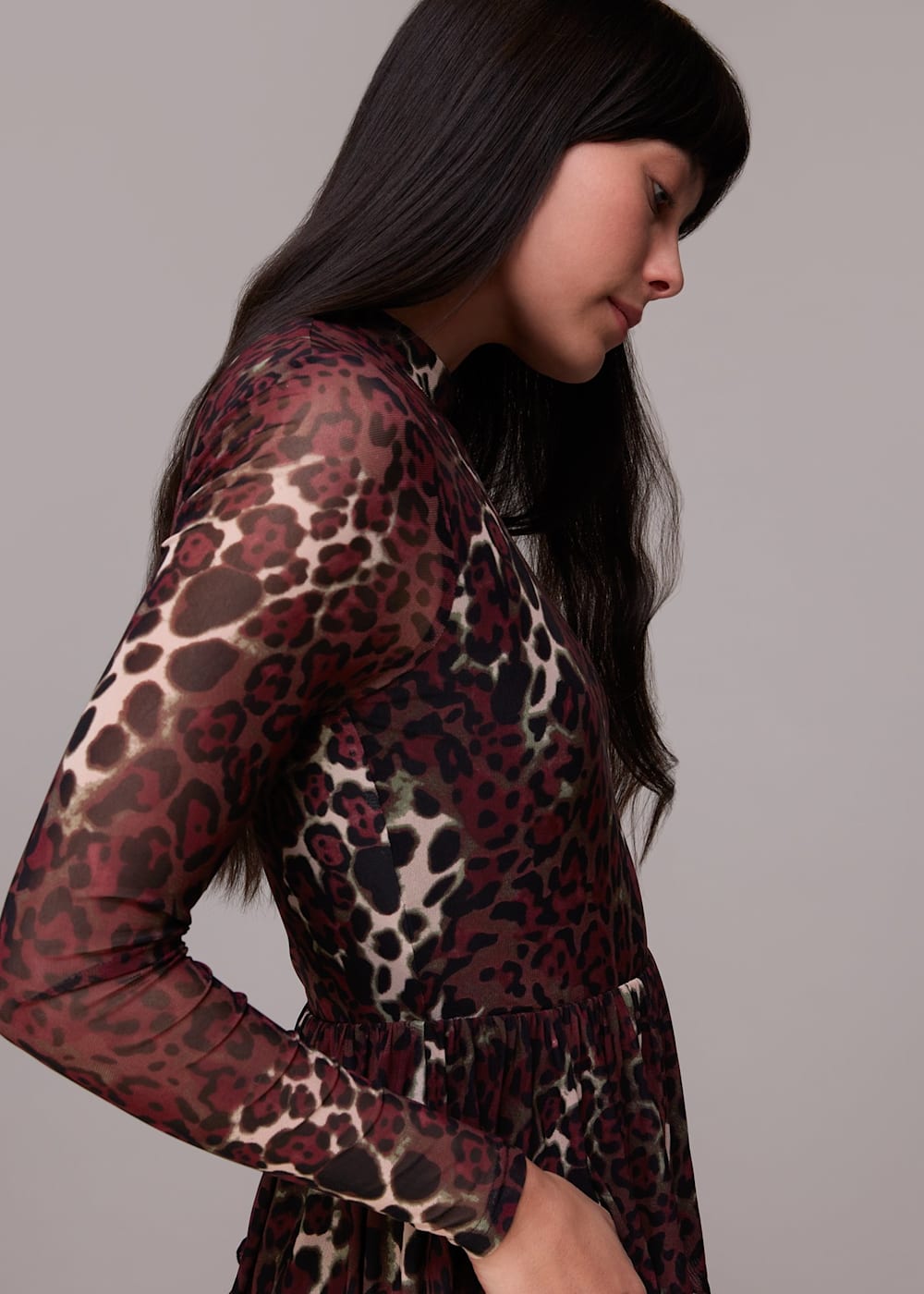 Whistles jungle cat midi dress 2025