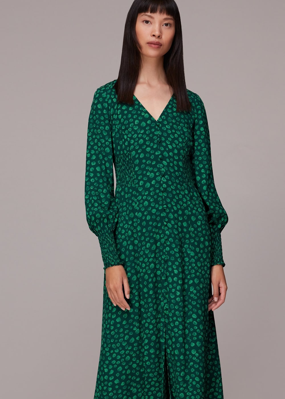 Green Multi Lava Spot Print Midi Dress WHISTLES Whistles UK