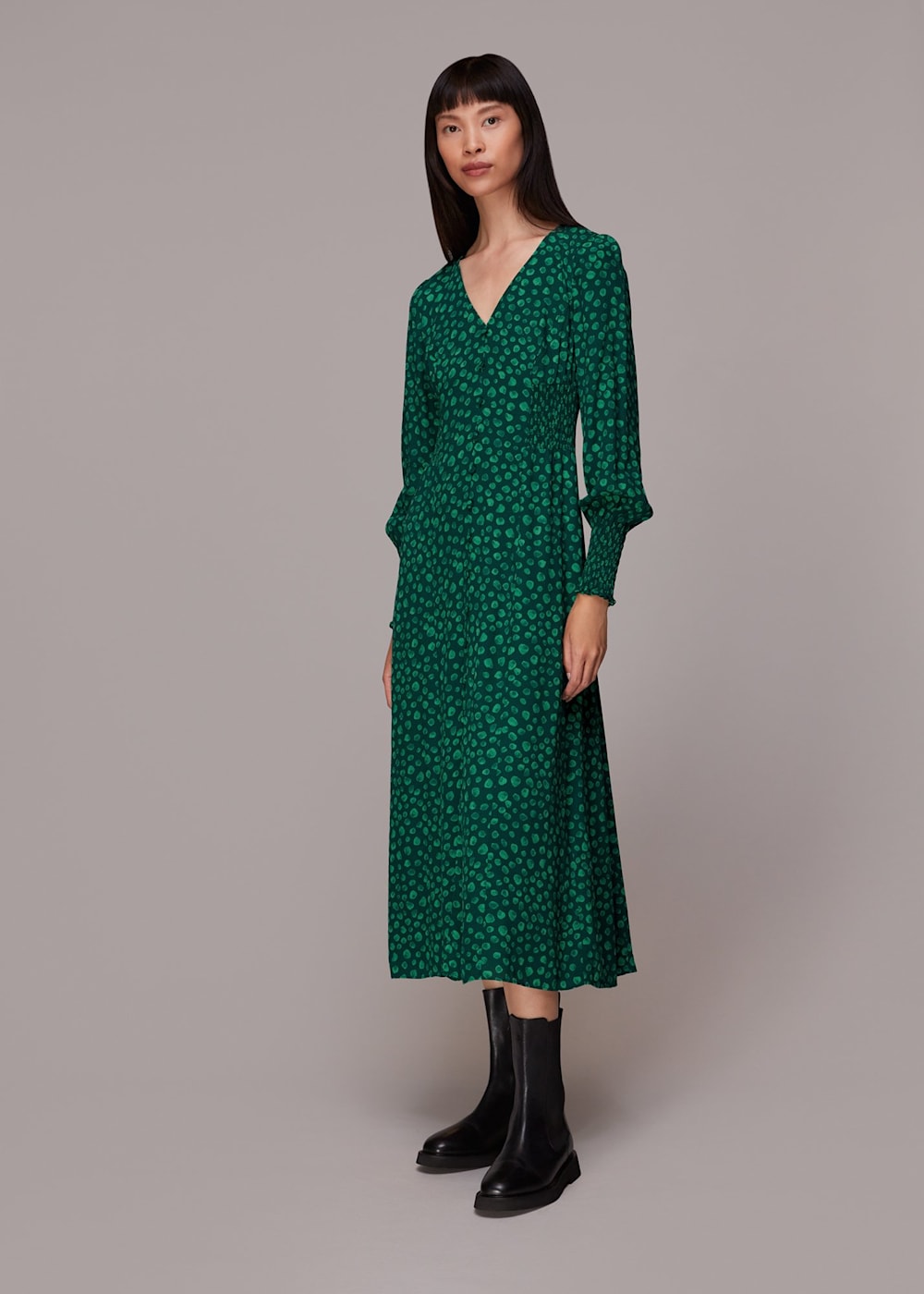 Whistles green spot dress deals