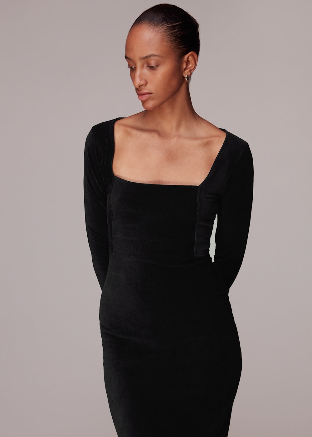 うのにもお得な Black Jersey | US Whistles | WHISTLES | Dress Midi Velvet ワンピース